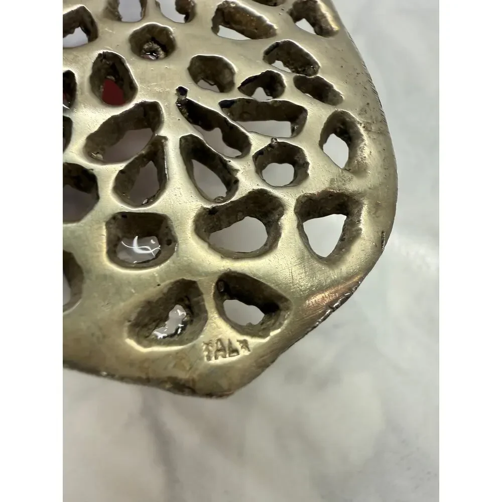 Vtg Italian Baroque Silver Plated Brass Cake Dessert Server Pierced Cherub Angel